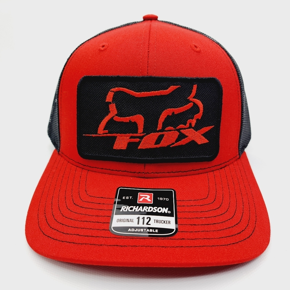 Fox Embroidered Patch Curved Bill Mesh Snapback Trucker Hat Cap Black
